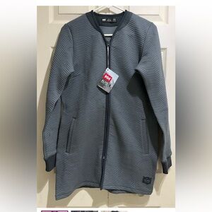 Helly Hansen Quilted Long Full Zip Grey Sweater in Size Medium